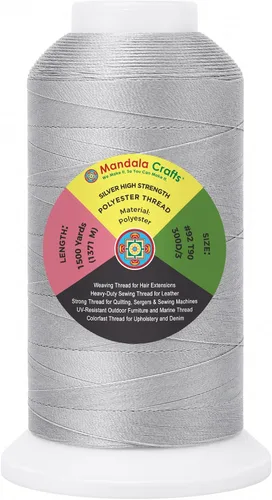 Vista 94 de Mandala Crafts Airforce Blue Tex 70 - Hilo de poliéster para tapicería 1500 Yds T70 UV Resistant Strong Thread for Leather Sewing, Marine