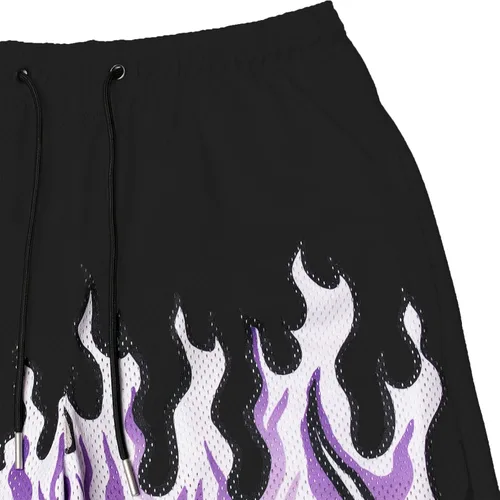 Vista 7 de BOOMLEMON Pantalones cortos de baloncesto para hombre, pantalones cortos deportivos de entrenamiento casual con estampado gráfico de llama de malla