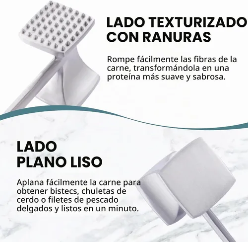 Vista 3 de KITEXPERT Martillo ablandador de carne con mango de agarre cómodo, mazo de doble cara para cocina, cortador resistente para ablandar carne, carne