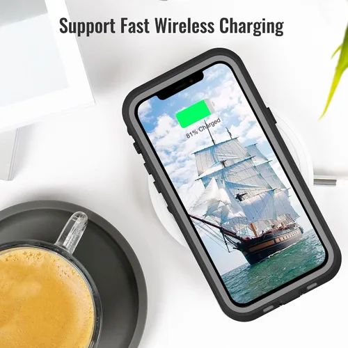 Vista 7 de Funda para iPhone 13 Pro, impermeable y a prueba de golpes, protección completa, IP68, 6.1 pulgadas, color negro