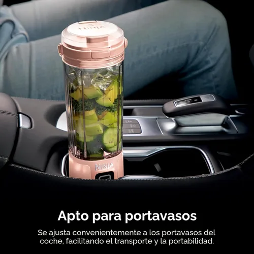 Vista 2 de Ninja Blast Two-Pack Portable Blender, 18oz, Peach & Stone, BC155PS Dos licuadoras portátiles Ninja Blast inalámbricas. USB-C recargable, BlastBlade
