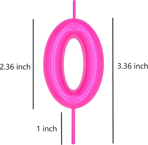 Vista 5 de DERVENTA Vela con números de 2.36 pulgadas, decoración perfecta para cumpleaños, brunch, postre, pastel, 1 pieza (número 0 rosa)