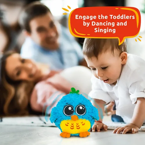 Vista 6 de KiddoLab Juguetes para bebés de 6 a 12 meses en adelante, pájaro bailarín y cantante "Mr. Blue", juguete musical activado por sonido y tacto