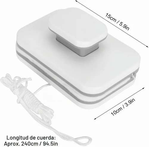 Vista 2 de Limpiaparabrisas magnético para ventana, con cuerda de seguridad, adecuado para vidrio de una sola capa de 0.31 a 0.39 pulgadas, para uso doméstico