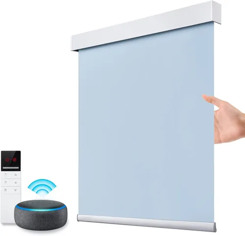 Vista 22 de ZSTARR Persianas opacas motorizadas con control remoto inteligente, persianas enrollables recargables inalámbricas para ventanas, oficina, hogar