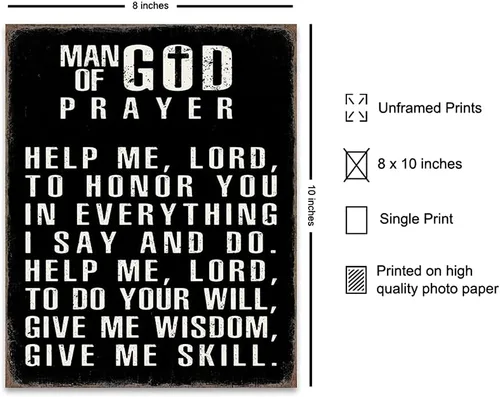 Vista 2 de Arte de pared religioso y decoración para hombres, regalos católicos cristianos para hombres, marido, él, póster inspirador motivacional espiritual