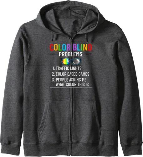 Vista 5 de Color Blind Test Funny Glasses Visions Zip Hoodie