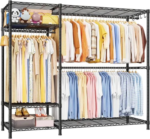 Vista 8 de Ulif F7 Plus - Perchero de ropa resistente, perchero para colgar ropa, 6 niveles, estante de almacenamiento portátil independiente de 68 pulgadas