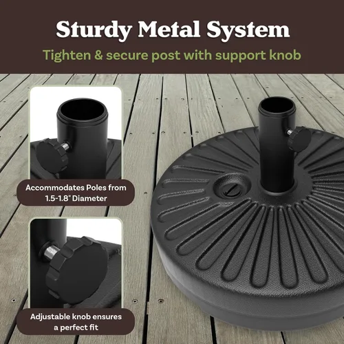 Vista 4 de Pure Garden - Soporte para paraguas – Base de sombrilla independiente rellenable de 50 libras – Llena de arena para uso al aire libre en cubiertas