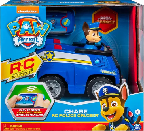 Vista 4 de Paw Patrol 6054190 Chase - Crucero de policía a control remoto con dirección de 2 vías, para niños de 3 años en adelante, multicolor