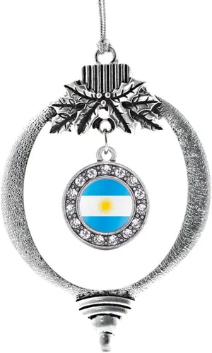 Vista 51 de Inspired Silver - Adorno con dije de cara de carlino - Adornos navideños de círculo de plata con joyas de circonita cúbica
