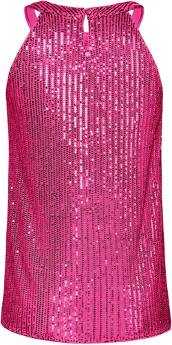 Vista 4 de GRACE KARIN Camisetas halter de lentejuelas para mujer, sin mangas, brillantes, fruncidas, fluidas, brillantes, para club, camisa de fiesta
