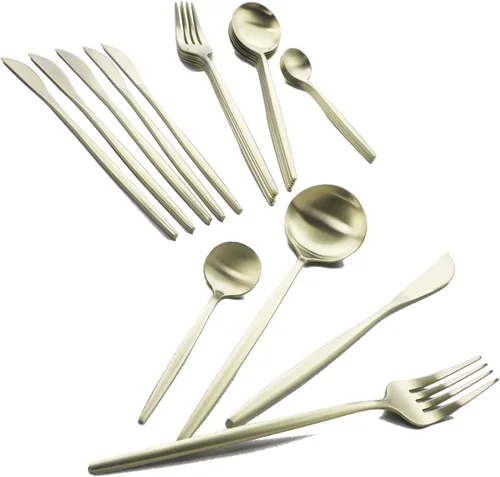 Vista 15 de JASHII Juego de cubiertos de acero inoxidable de 24 piezas, juego de cubiertos de servicio para 6, utensilios para cocina, aptos para lavavajillas