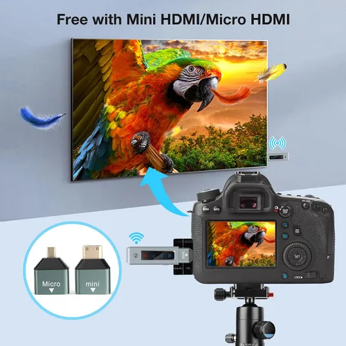 Vista 7 de Transmisor y receptor HDMI inalámbrico, extensor HD Plug & Play portátil 2.4G/5G con pantalla LED, kit HDMI inalámbrico para transmisión de video