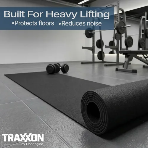 Vista 6 de Rollo de piso de goma resistente de 1/4" de espesor de Floor Inc Tapetes de piso de goma reciclada flexibles para gimnasio en casa Tapete
