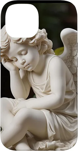 Vista 4 de Funda para iPhone 12 Pro Max con diseño de ángel durmiente para jardín, estatua de querubín
