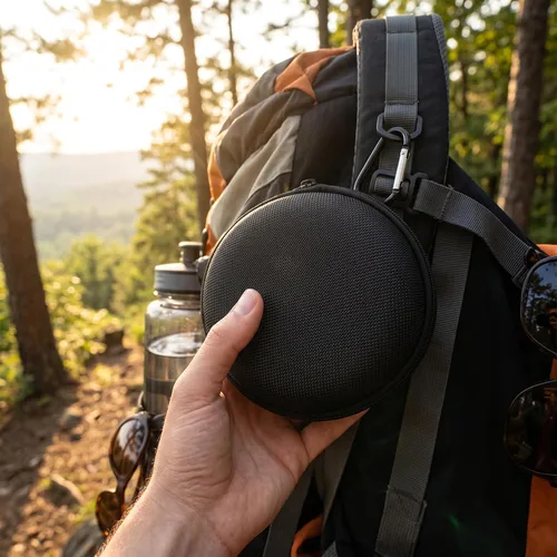 Vista 4 de Zerone Bolsa de transporte para altavoz Bluetooth B&O, bolsa protectora de altavoz con mosquetón para actividades al aire libre