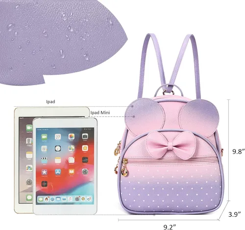 Vista 2 de KL928 - Mochila mini con diseño de lunares y moño para niñas, convertible a bandolera y bolso para mujeres, Pequeño, Casual