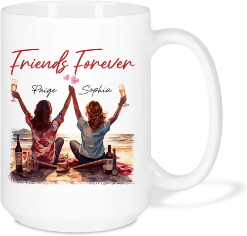 Vista 16 de Taza de café personalizada de alma gemela, taza de café de amistad personalizada para mejores amigos con nombres, mejores amigos, hermanas del alma