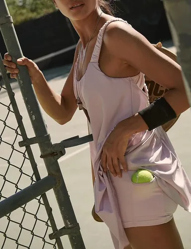 Vista 3 de Women 2 Pieces Tennis Dress Sleeveless Workout Mini Dress with Built in Bra and Shorts Cut Out Athletic Outfits