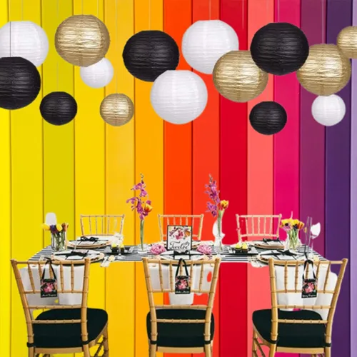 Vista 7 de Faroles de papel decorativos, faroles chinos colgantes para interiores y exteriores, para cumpleaños, bodas, Navidad, novia, decoración del hogar