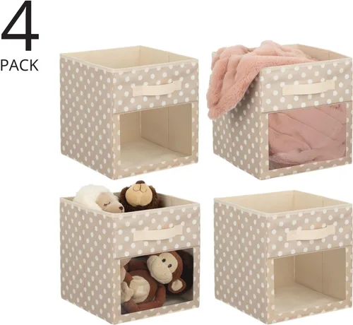 Vista 2 de mDesign Caja organizadora de tela para guardería/sala de juegos, organizador de armario, asa frontal/ventana para estanterías de muebles de cubo