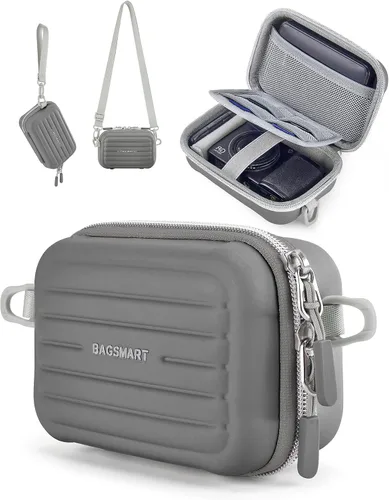 Vista 9 de BAGSMART Funda para cámara digital, bolsa pequeña para cámara con 2 formas Rosa bebé