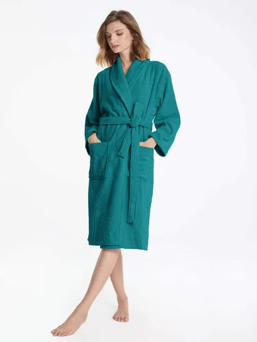 Vista 3 de SIORO Batas de tela de rizo para mujer, bata de baño de algodón suave, bata de ducha larga, cuello de chal, ropa de descanso, S-XL