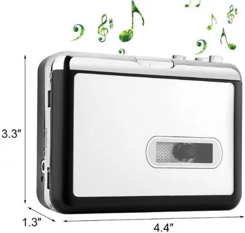 Vista 5 de Reproductor de casete portátil, convertidor de cassette USB a MP3, con función de reproducción, no necesita inversa automática de computadora