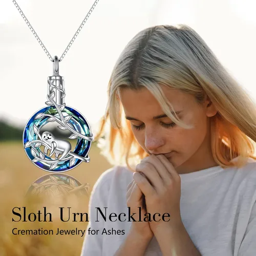 Vista 2 de POPKIMI Sloths Gifts for Women S925 Sterling Silver Sloth Pendant Necklace Memorial Jewelry Gifts Birthday Christmas