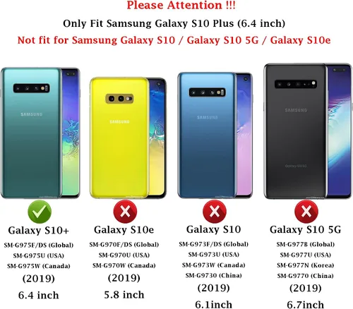 Vista 2 de Funda para Samsung Galaxy S10 Plus con cubierta para lente de cámara, protector de pantalla HD, resistente a caídas de grado militar, soporte