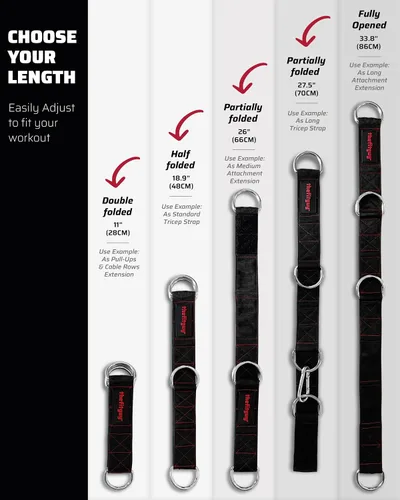 Vista 5 de THEFITGUY - Correas de extensión de cable para accesorios de máquina de cables y gimnasio (par) Multifunctional heady-duty straps with 5 length