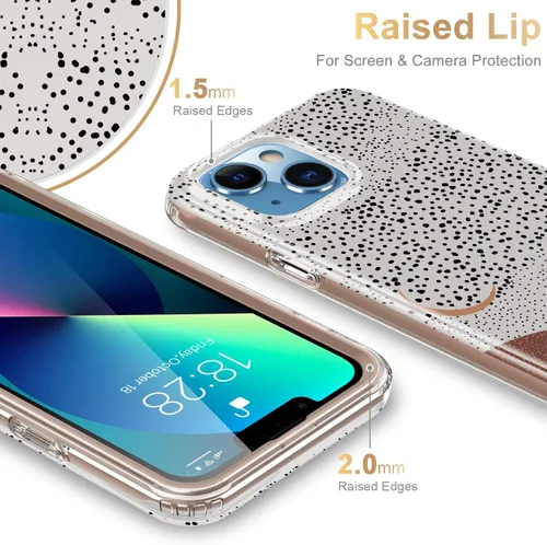Vista 3 de Esdot Funda protectora para iPhone 13 Mini con protector de pantalla integrado, protección de grado militar con diseños de moda para mujeres