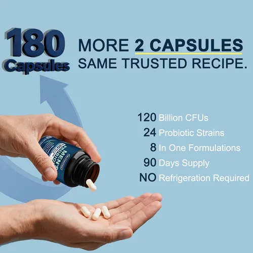 Vista 2 de DRFOSTER Probióticos para hombres Salud digestiva, 120 mil millones de UFC probióticos para hombre con enzimas y prebióticos y palma enana americana