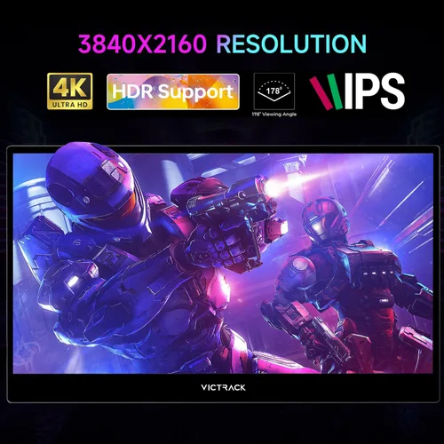 Vista 7 de Victrack - Monitor portátil para juegos 4K con pantalla táctil Pro, 13.3 pulgadas Ultra UHD (3840 x 2160), para PC de juegos de mano, estilo como