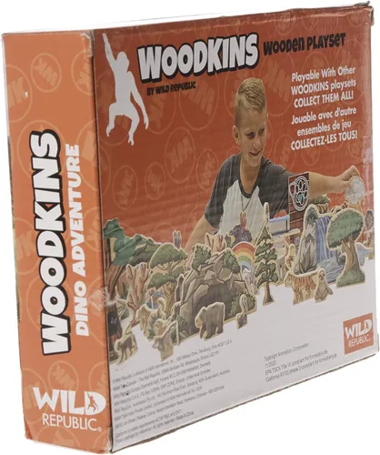 Vista 4 de Wild Republic, Woodkins Dino - Juego de madera de dinosaurio, regalo para niños, ideal para juegos innovadores, respetuoso con el medio ambiente