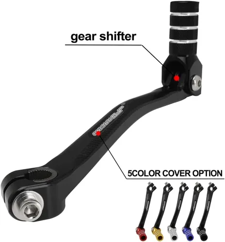 Vista 4 de JFG RACING Palanca de cambio plegable para motocicleta, pedal CNC universal para CRF XR RM KX KLX TTR PW SSR Apollo TAO TAO SDG 50cc - 125cc Dirt