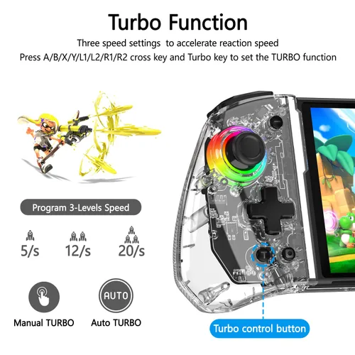 Vista 3 de RREAKA Wireless Joypad Switch Controllers for SwitchOLED, RGB One-Piece Switch Controller Joypad Replacement Controller for Handheld Mode with