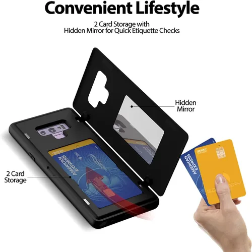 Vista 3 de GOOSPERY Funda tipo cartera para Galaxy Note 9 con tarjetero, funda protectora de doble capa para teléfono (negro)