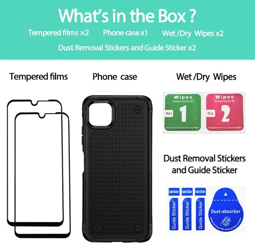 Vista 3 de Jeylly Compatible con Samsung Galaxy A22 5G Funda, Funda Samsung A22 5G con 2pcs protectores de pantalla de vidrio templado