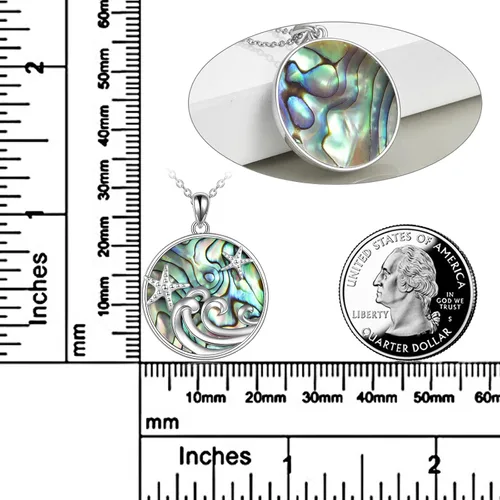 Vista 3 de CRMAD Collar de playa oceánica para mujer, plata de ley, estrellas de mar con ondas de mar, regalos de joyería