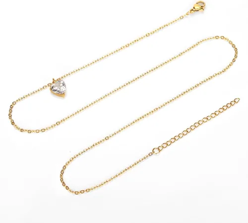 Vista 6 de 3 collares circulares de corazón con gotas de agua para mujer, collares delicados para mujeres, collares modernos de acero inoxidable