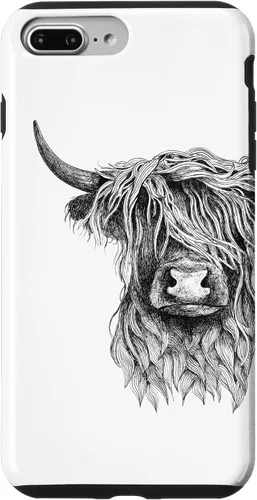 Vista 12 de iPhone 16 Highland Cow - Hand Drawn Illustration Case