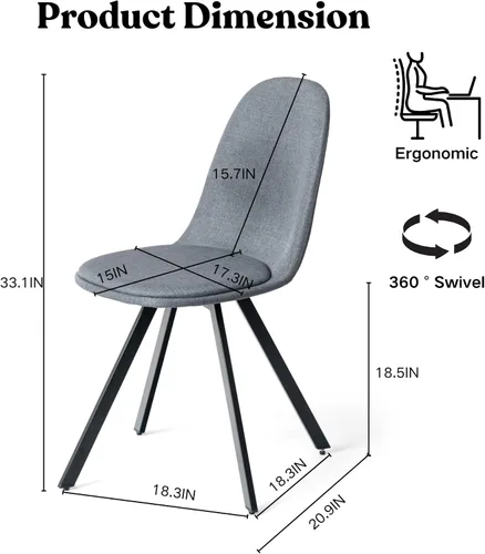 Vista 3 de Homy Casa Juego de 4 sillas giratorias de comedor, sillas laterales giratorias de 360°, sillas de estilo moderno de mediados de siglo, sillas