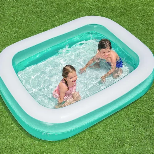 Vista 3 de Piscina inflable rectangular para la familia color azul