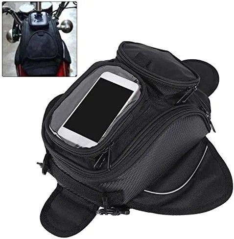 Vista 2 de Aramox Bolsa de tanque de motocicleta, bolsa magnética universal, bolsa de sillín de motocicleta con correa