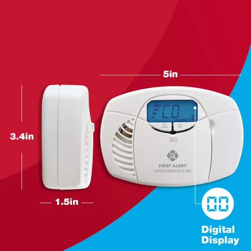 Vista 3 de Alarma contra el monóxido de carbono que funciona con batería de primera alerta con pantalla digital., CO410, 120 volts