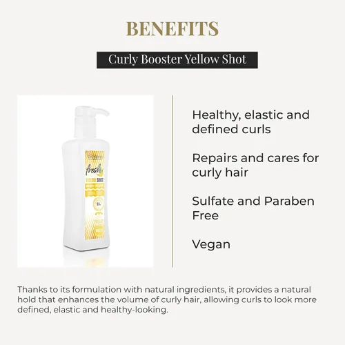 Vista 3 de SALERM - Gel activador de rizos - Curly Booster Yellow Shot - 10.1 fl oz - Biokera Fresh - Rizos definidos - Hidratación profunda del cabello