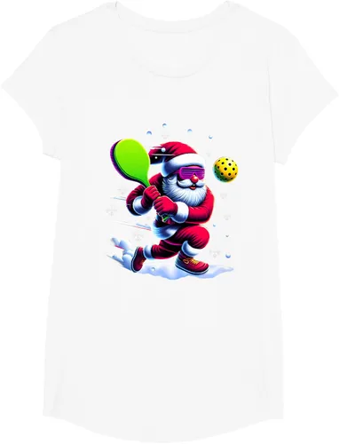 Vista 20 de Pickle Ball Navidad Santa Deporte Jugador Padel Raqueta Snow Camiseta Negro