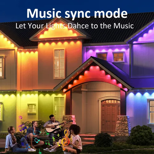 Vista 4 de [Usado] Luces Permanentes para Exteriores de 300 FT, Luces LED RGB para Aleros con IP67 Impermeable, Control Remoto con Aplicación Inteligente